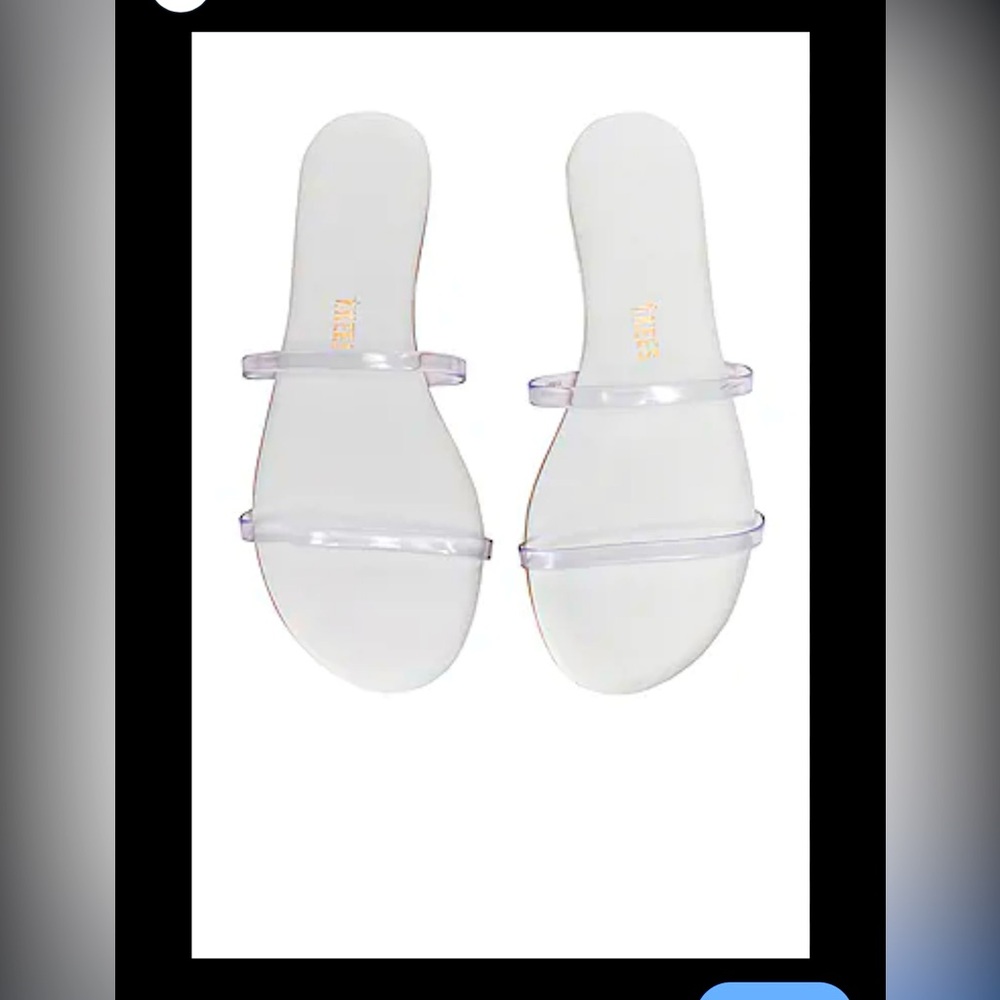 TKEES Clear Strap White Slide Sandals